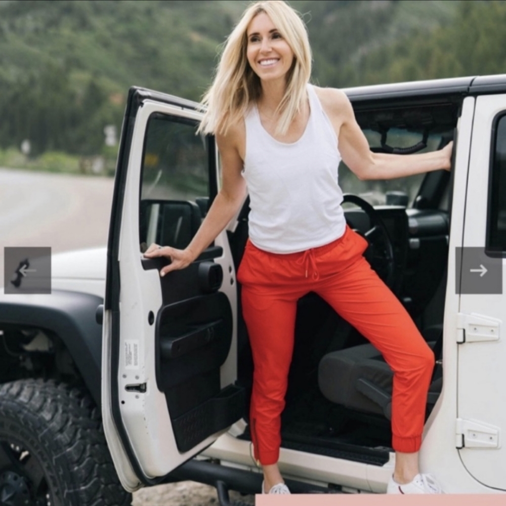 Zyia Everywhere Red Zipper Joggers